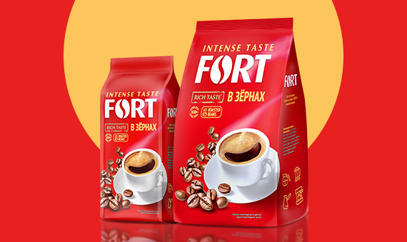 Разработка дизайна упаковки для кофе Fort